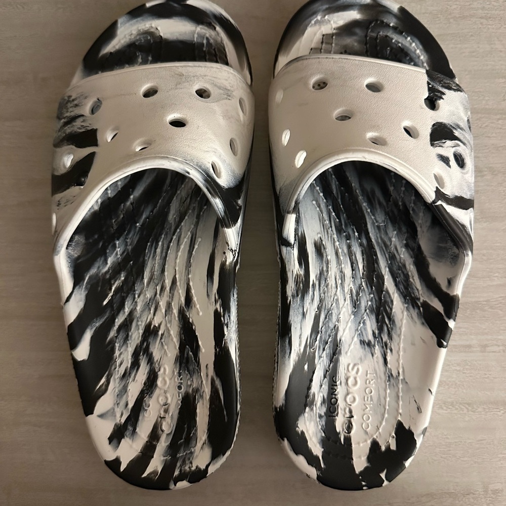 Black and White Slide Sandals